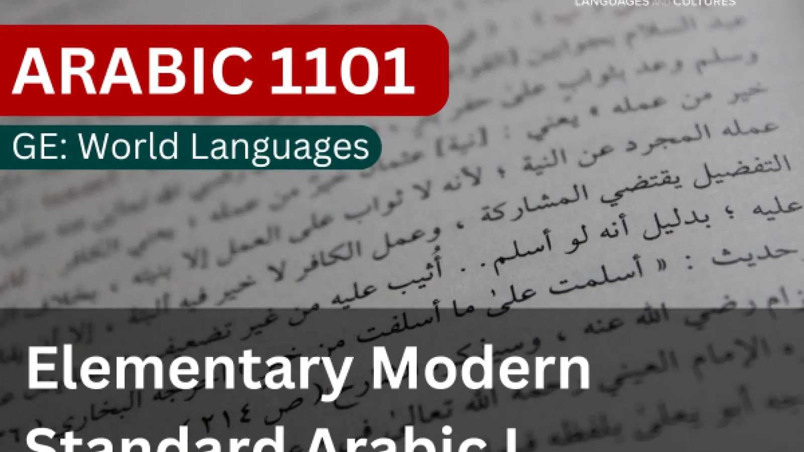 Arabic 1101 - Elementary Modern Standard Arabic I