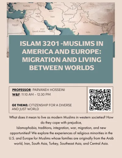 Islam course flyer a map of Arab countries