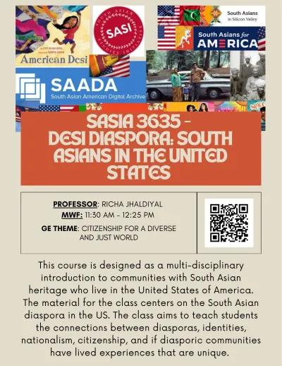 course flyer collage of hindi people and map