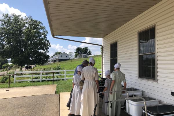Amish women gathering