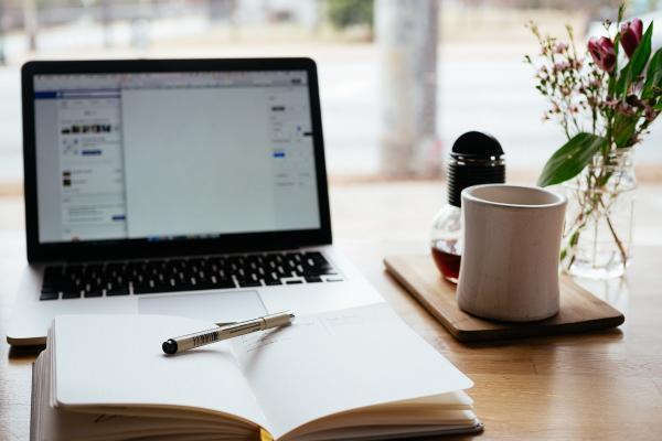 open laptop and notebook