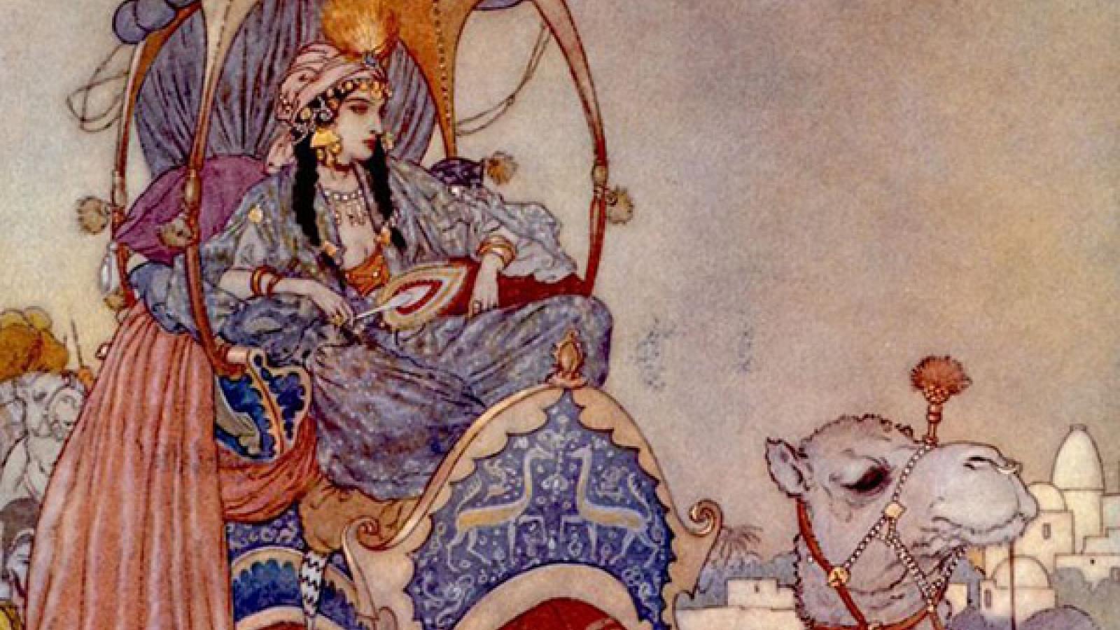 a woman on a camel 
