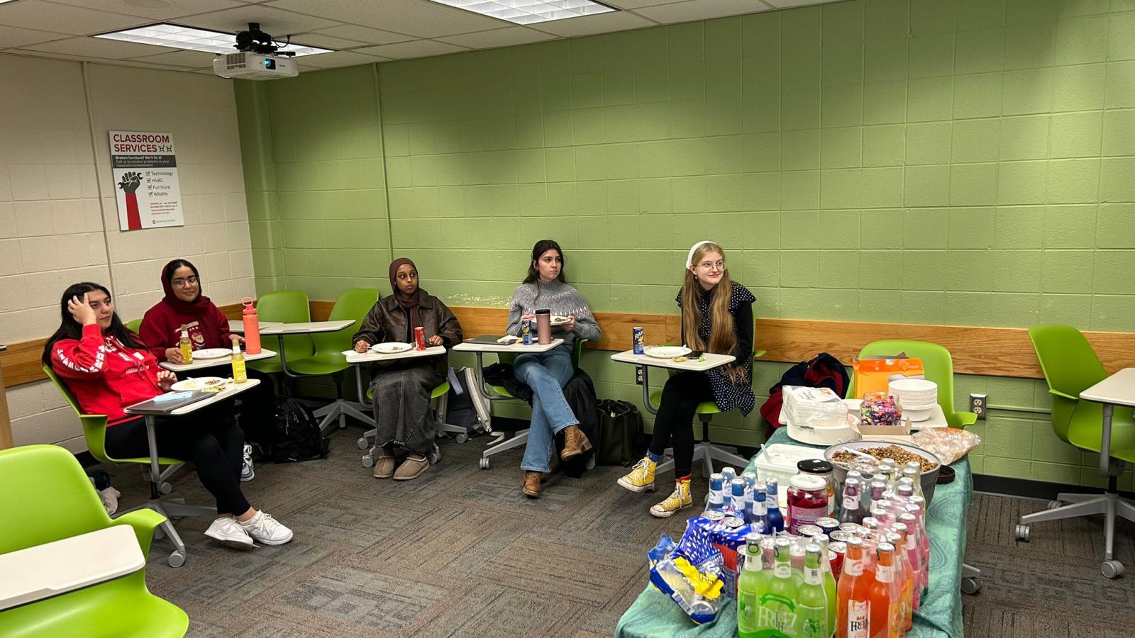 Students watching a presentation